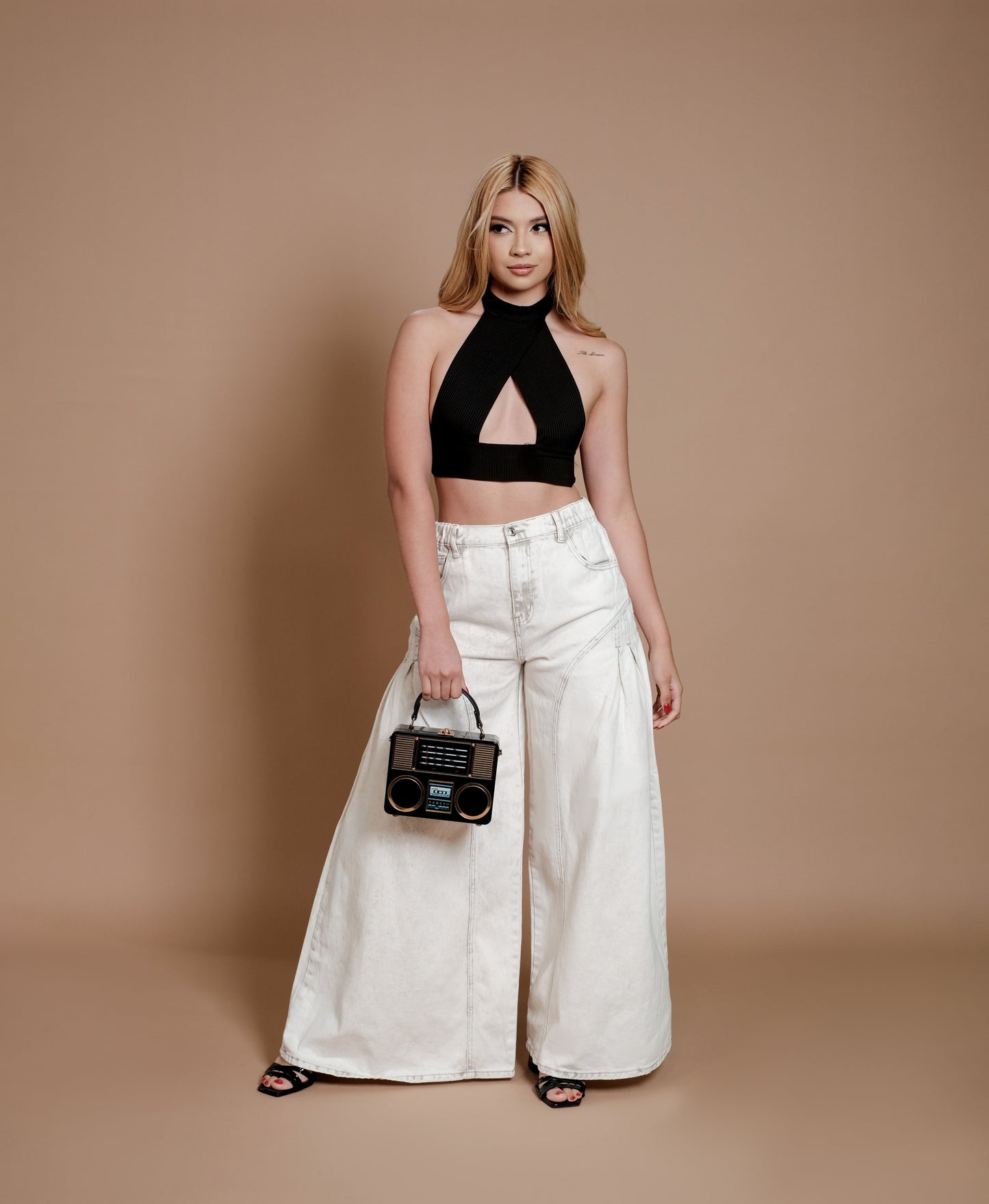 Jeans wide leg blancos