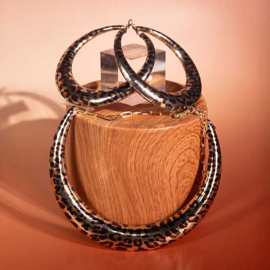 Set collar y aretes animalprint