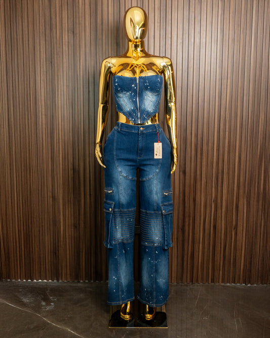 Conjunto jeans y top pintura