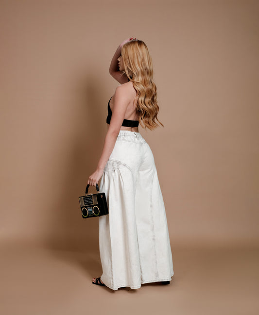 Jeans wide leg blancos